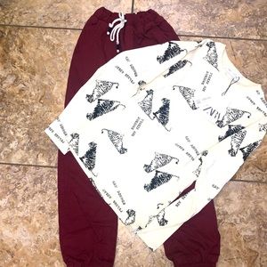 Pants size 12 Cat&Jack plus long Sleeve size 11/12 Zara